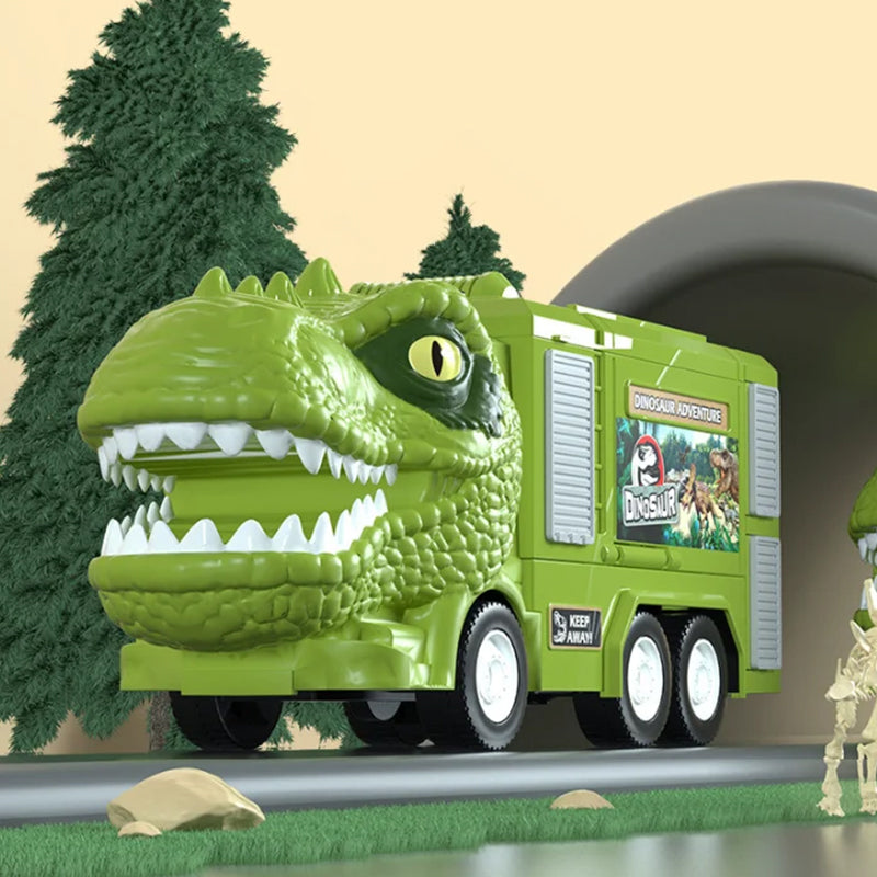 🦖סט צעצועי מסלול משאית דינוזאורים חדש עם אורות ומוזיקה