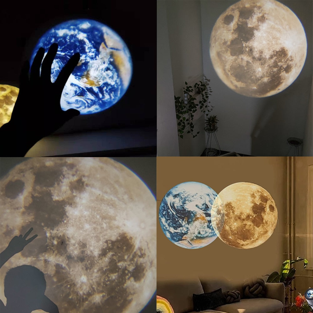 מנורת לד בצורת ירח וכדור הארץ
